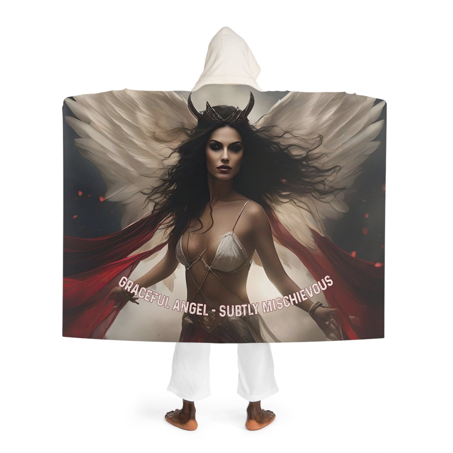 (Got Wings?) Angel / Devil Hooded Sherpa Fleece Blanket (Shipping Included)