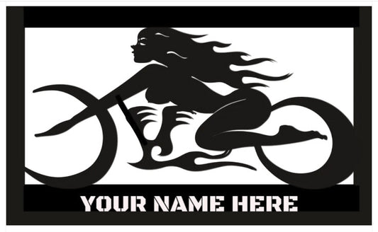 Hypnotic Metal Wall Art "Biker Girl" [Add Your Name]