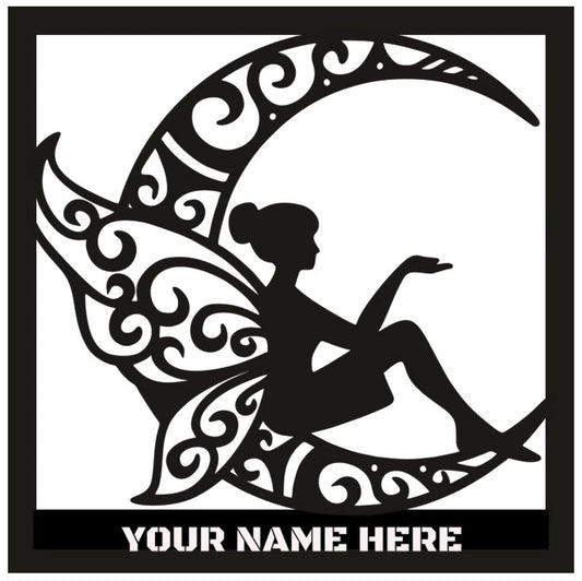 Hypnotic Metal Wall Art "Moon Fairy" [Add Your Name]