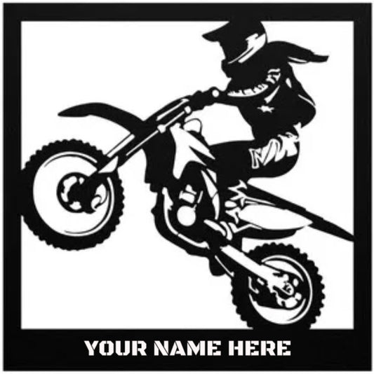 Hypnotic Metal Wall Art "Dirt Bike Jumper" [Add Your Name]