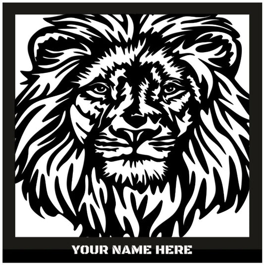 Hypnotic Metal Wall Art "Lion Boss" [Add Your Name]