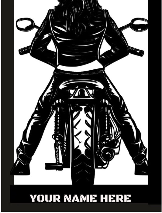 Hypnotic Metal Wall Art "Leather Biker Girl" [Add Your Name]