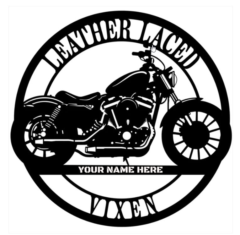 Hypnotic Metal Wall Art "Leather Laced Vixen" [Add Your Name]